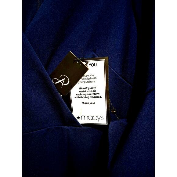 Three Quarter Bell Sleeve Sheath Midi Dress In Navy Sateen 16 NWT - Picture 4 of 4